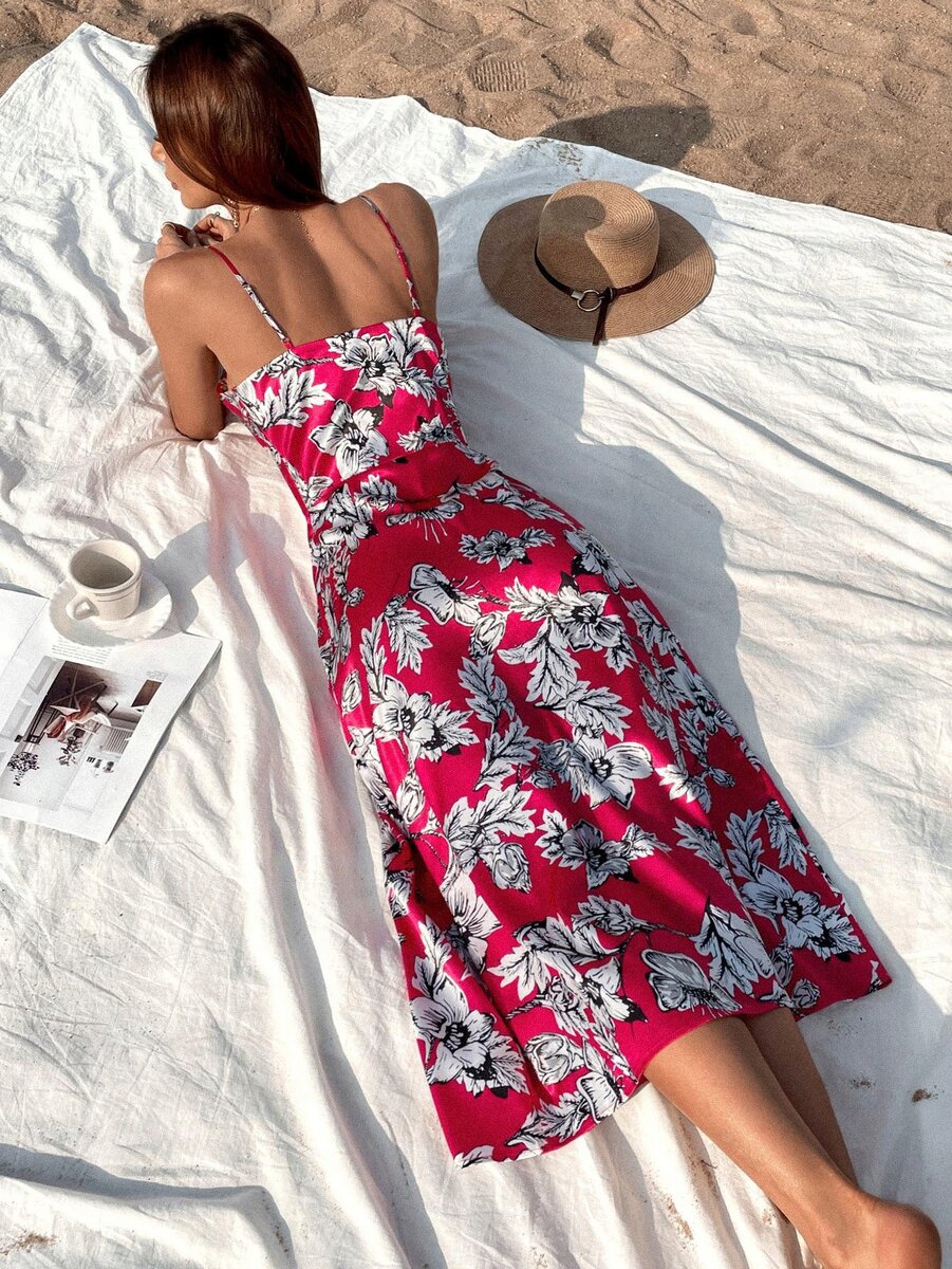 Robe d'été fleurie rouge