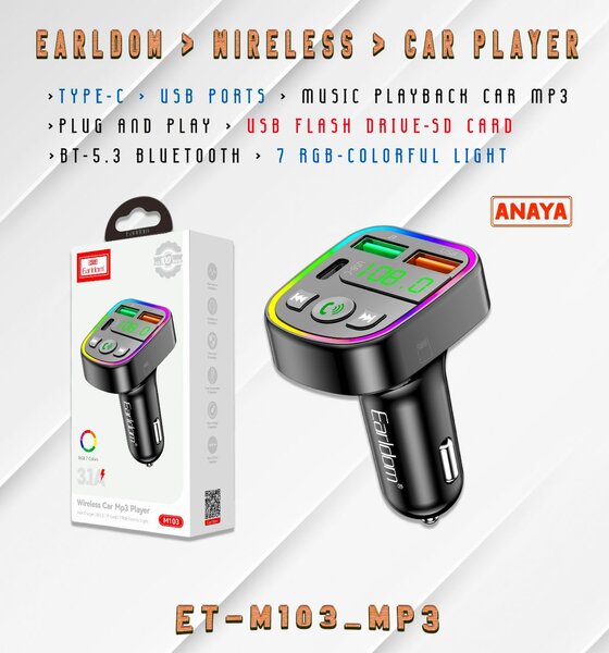 Earldom Car Modulator MP3 Player 3.1A Type C