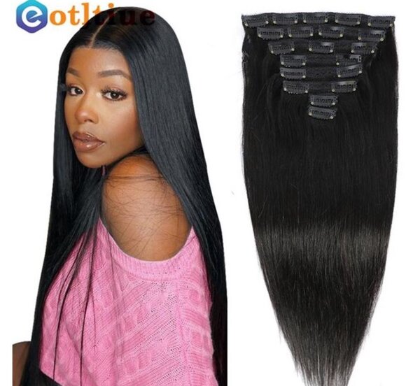 Remy Human Hair 8 Pieces/sets Full Clip In Hair Extension