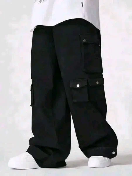 Pantalon cargo noir unisexe