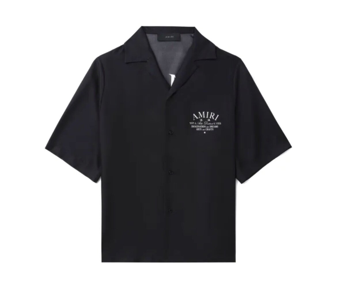 logo-print short-sleeve silk shirt