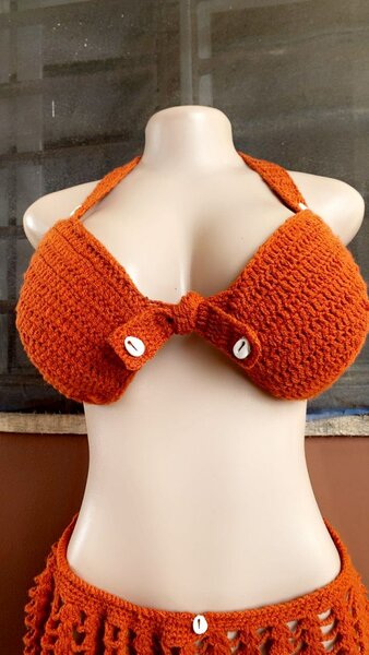 Ensemblecrochet orange élégant