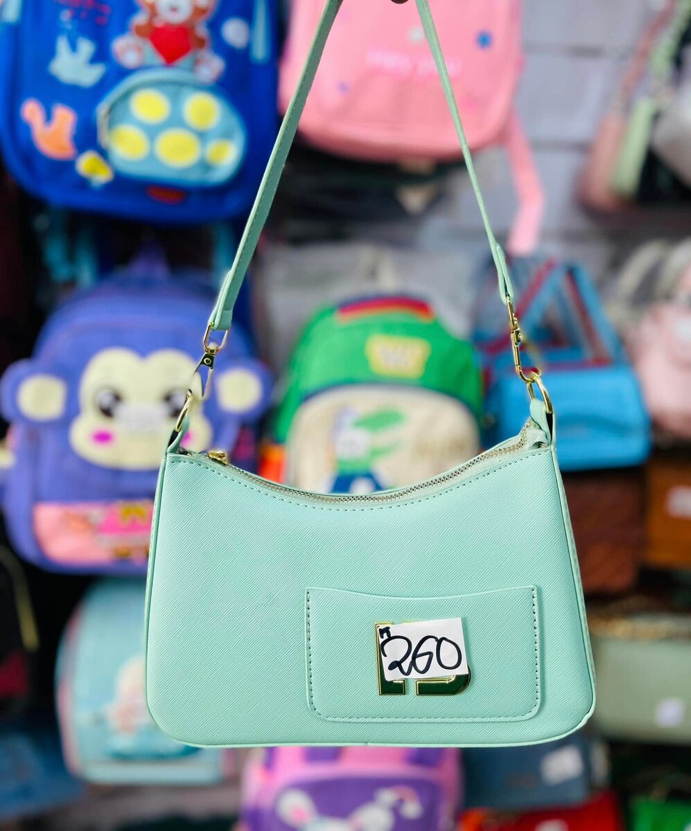 Ladies fancy hand bags white green