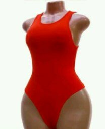 Red one-piece swimsuit