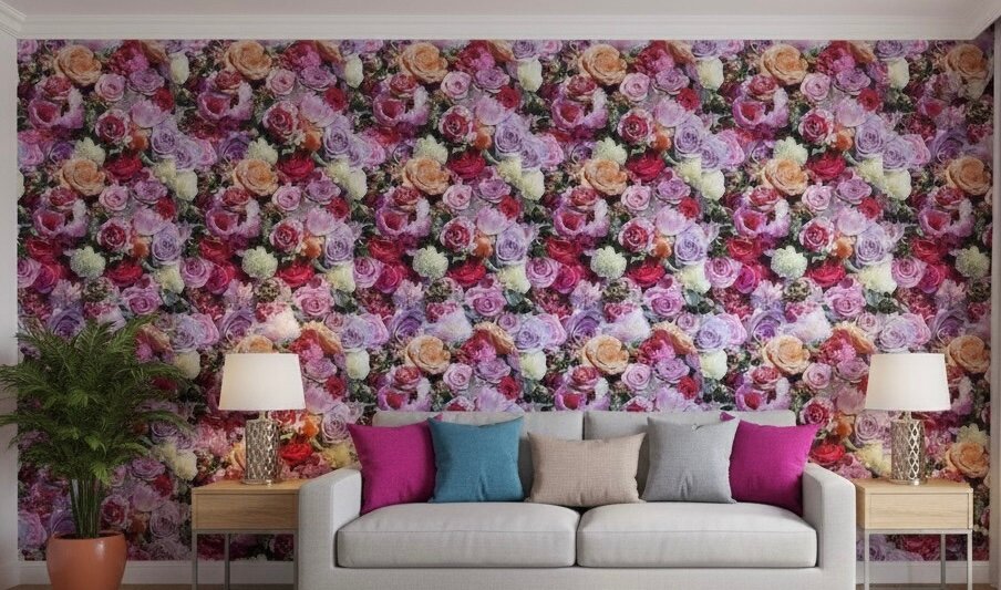 Papier peint floral mural