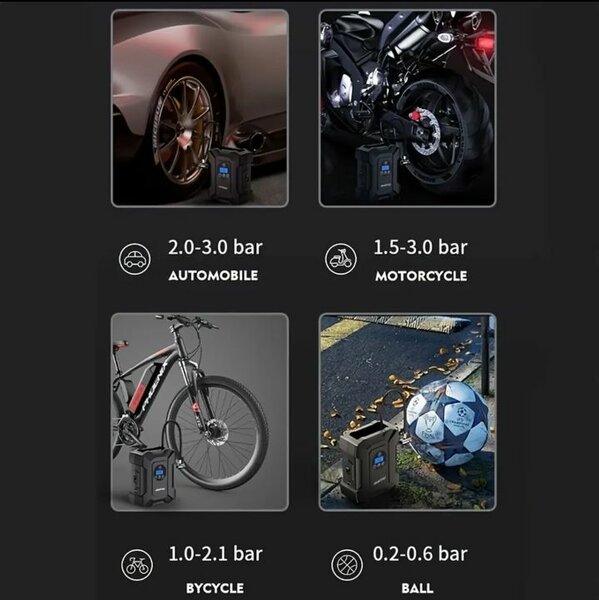 Versatile Portable Air Compressor Pump with Digital Gauge