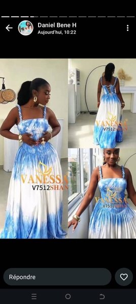 Robe longue tie-dye bleu et blanc