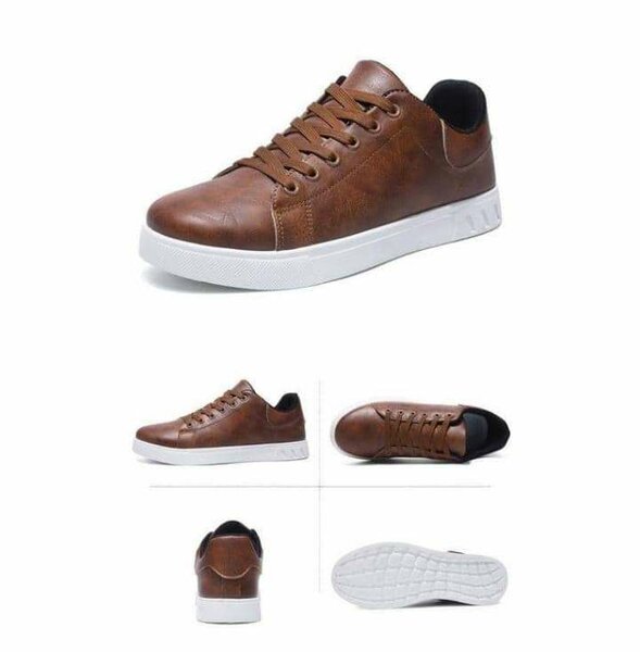 Sneakers en cuir marron homme