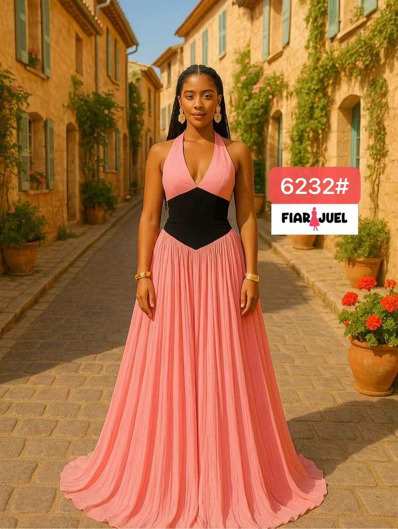 Robe longue élégante bicolore