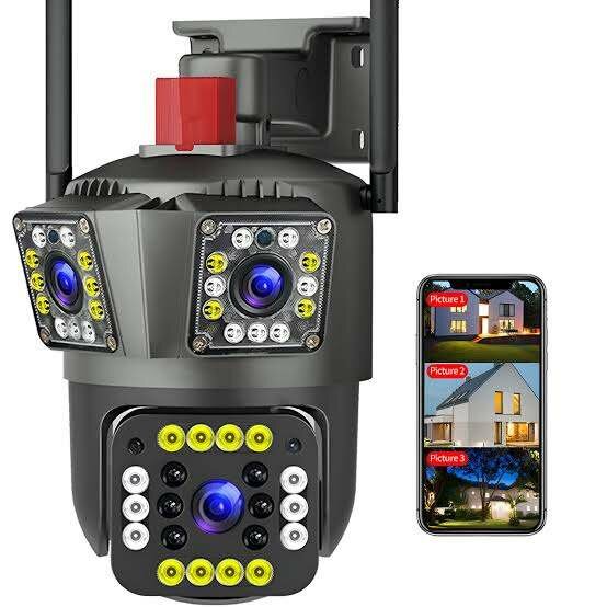 3 lenses ptz outdoor waterproof camera