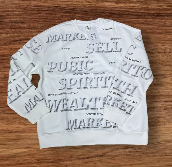 sweatshirt white with black print