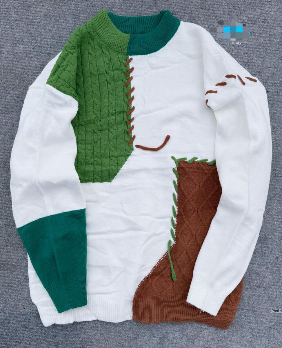 Pull patchwork coloré moderne