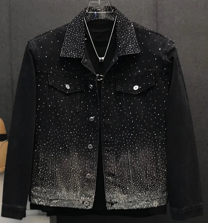 Veste en jean noire strass