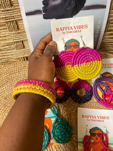 Ensemble Bracelet et Boucles d'Oreilles Raffia