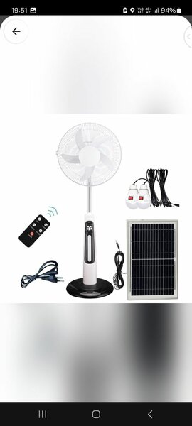 Rechargeable solar fan