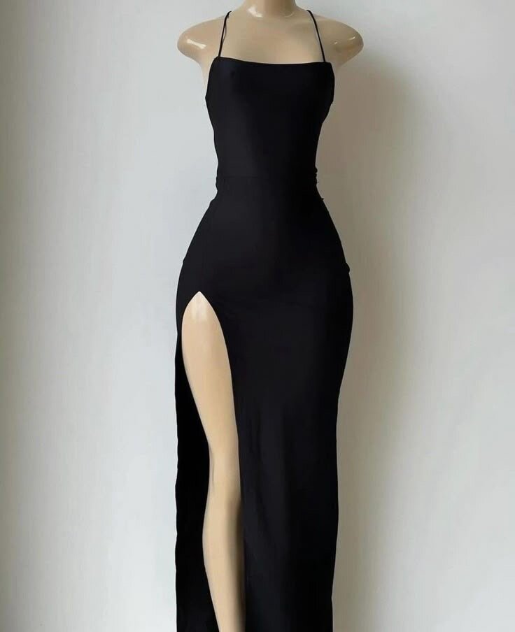 Robe longue fendue noire