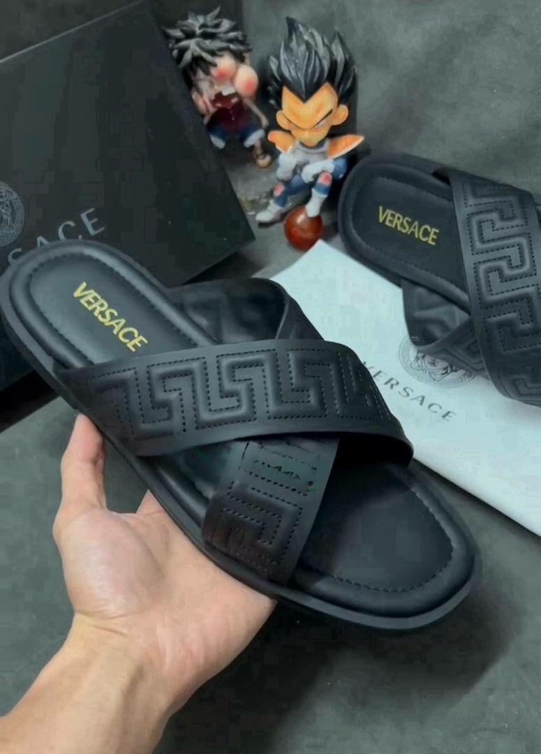 Branded leather slippers