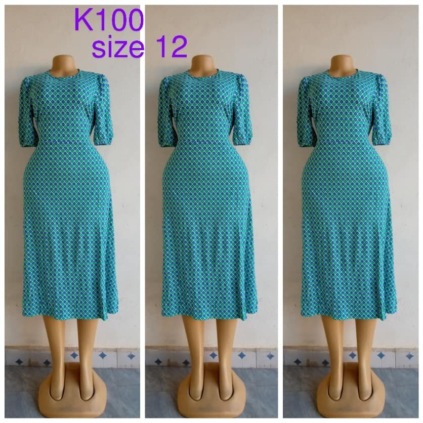 Light blue dress with geometric print, size 12