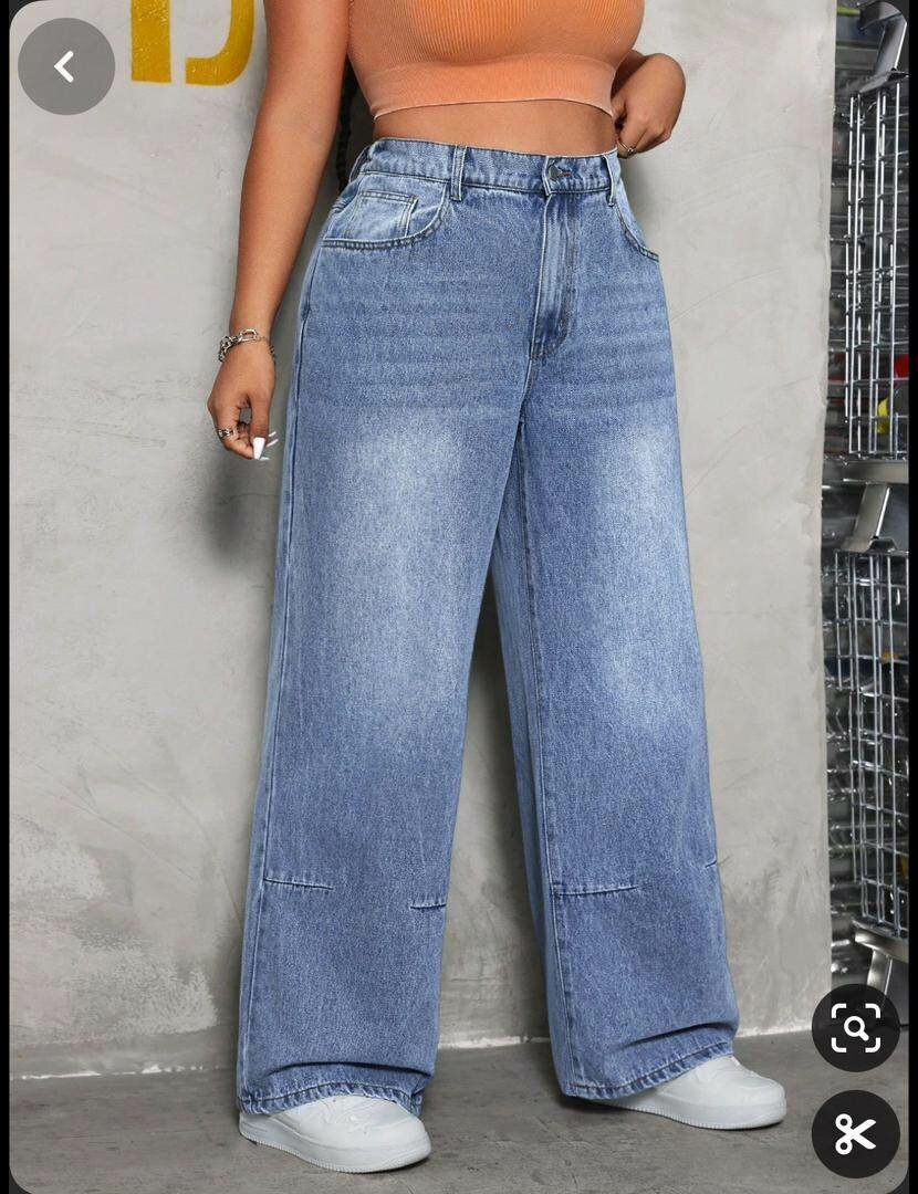 Jean large taille haute femme