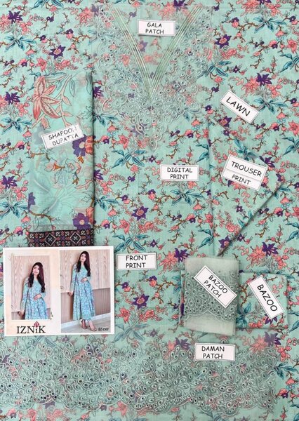 Lady's 3pc Unstich Suit Fabric With Patch