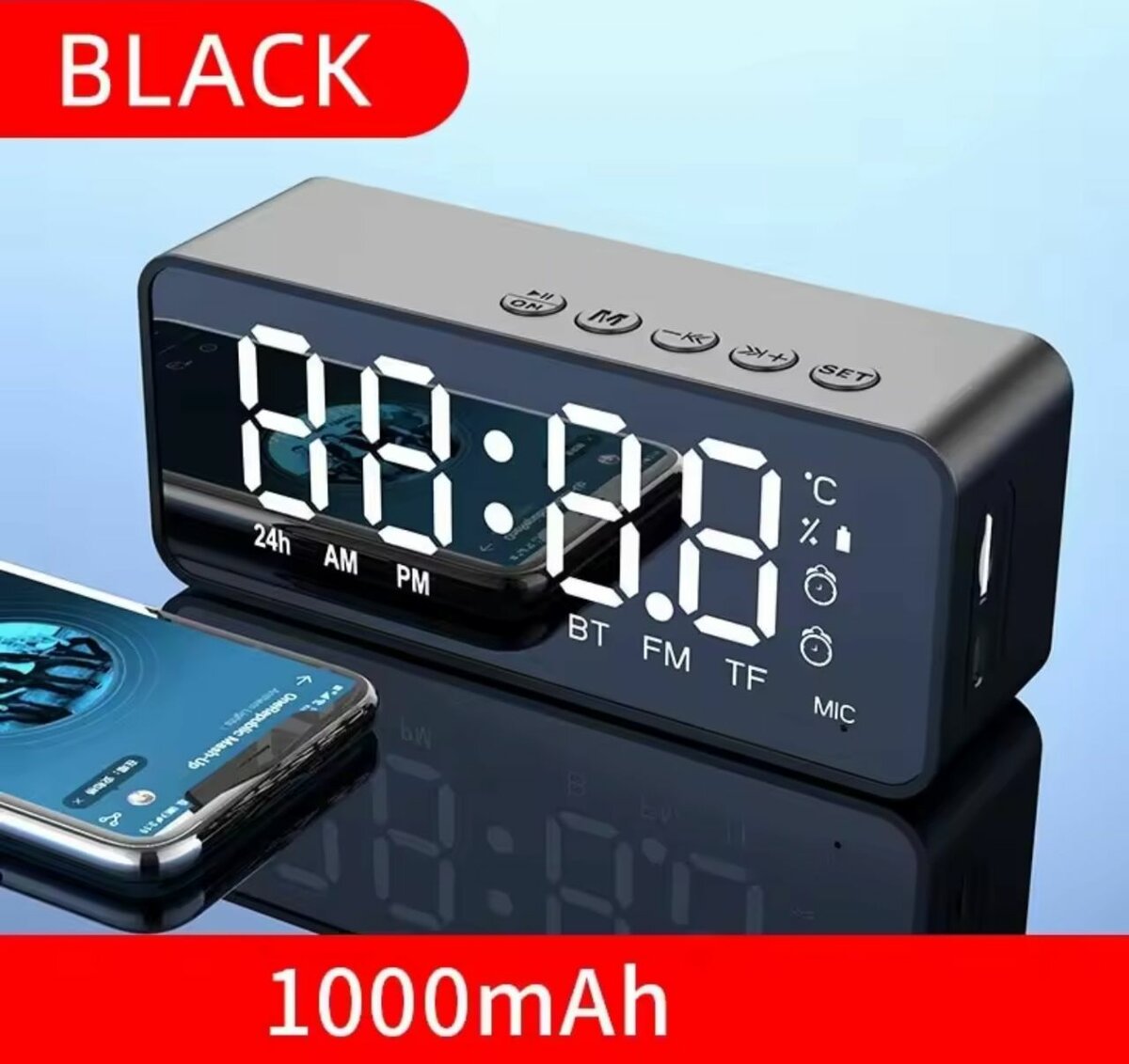 Sans fil Bluetooth Haut Parleur Petit Mini Réveil Portable