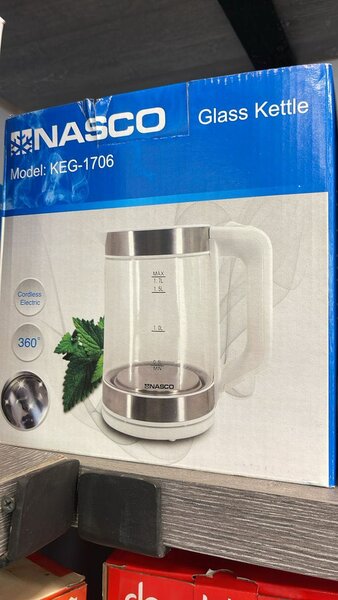 Nasco 1.7L Transparent Glass Kettle
