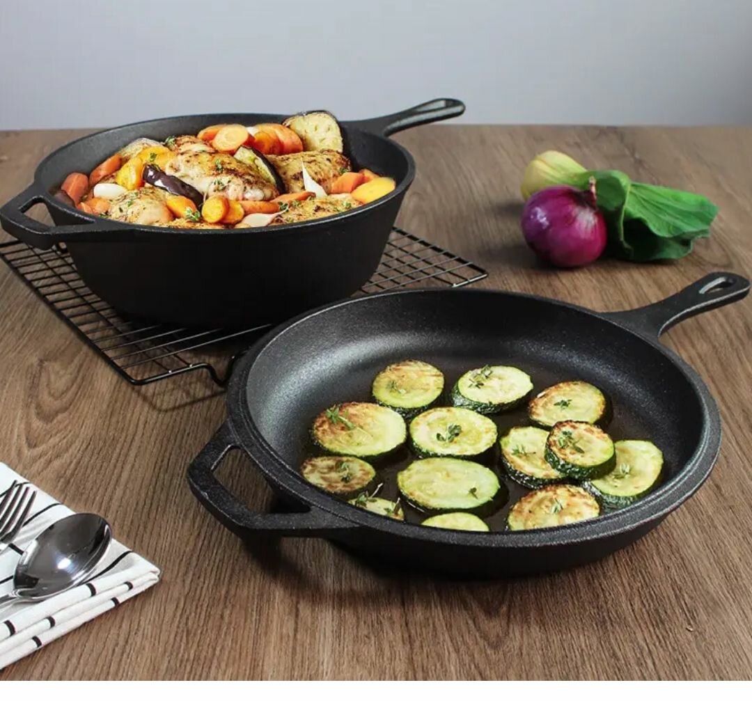 Enamel Cast Iron Double Pan