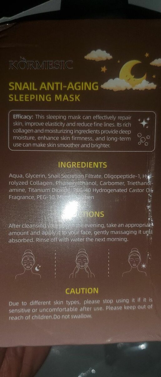 3 PCS MASQUE DE SOMMEIL  ESCARGOT ANTI-ÂGE