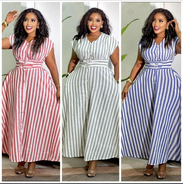 Robe longue rayée chic