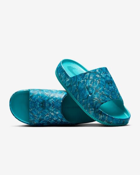 Claquettes confort bleu motif