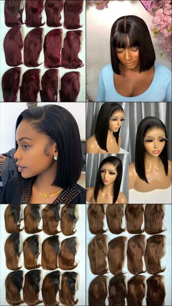 Perruques en dentelle courtes et lisses