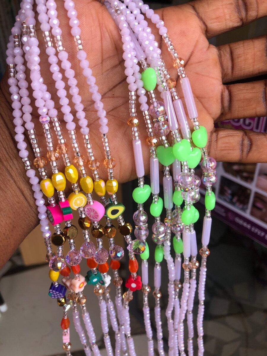 Pink crystals waist beads