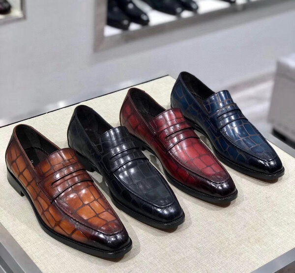 Mocassins en cuir crocodile