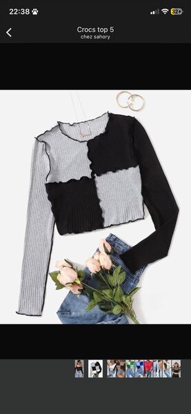 T-shirt côtelé colorblock