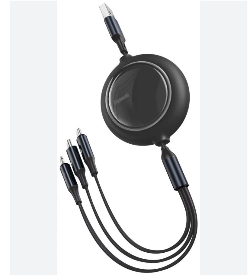 Câble Baseus 3en1 Rétractable, USB 100/66W Charge Rapide (CA