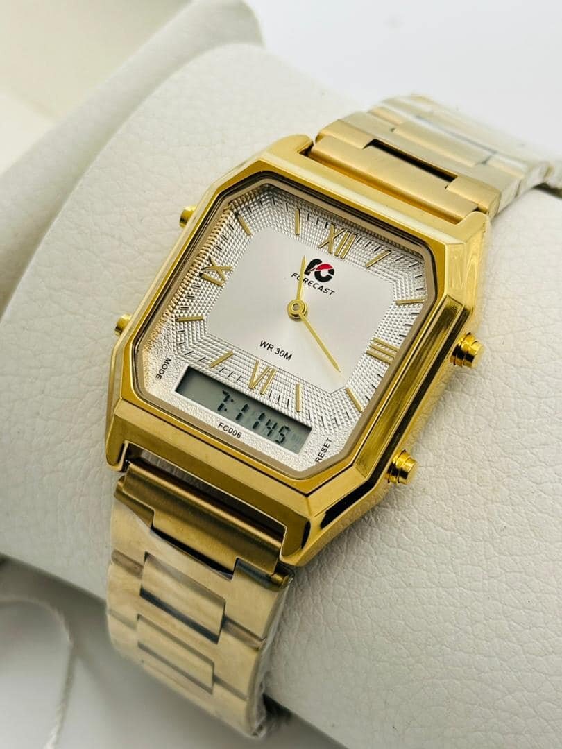 Montre-bracelet Forecast 2 cadrans or blanc