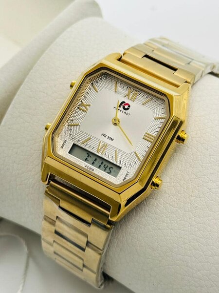 Montre-bracelet Forecast 2 cadrans or blanc