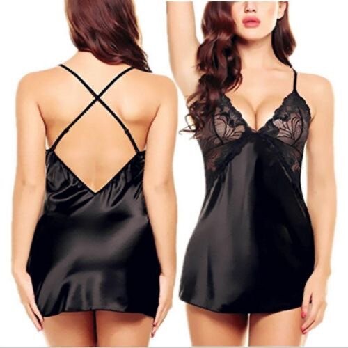 Satin lace pajamas women's home wear black sexy pajamas