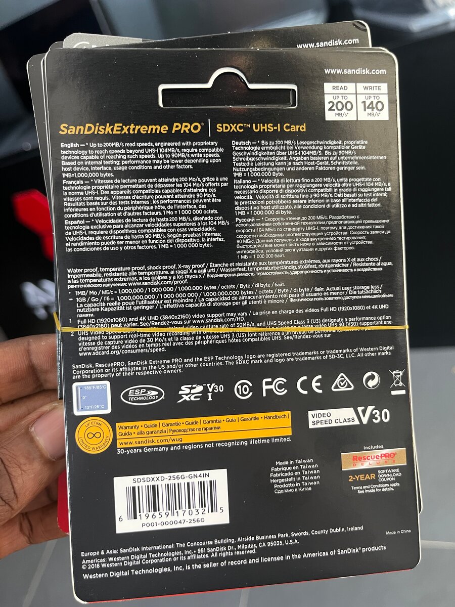 Carte SanDisk Extreme PRO 256 Go