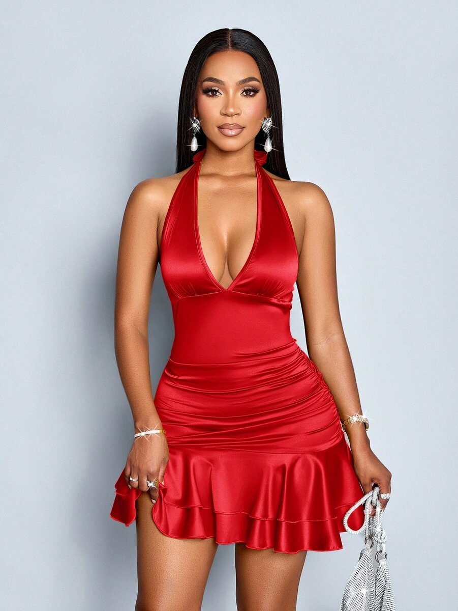 Robe Évasée Rouge Élégante