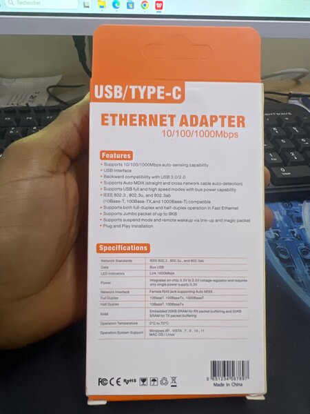 Adaptateur Ethernet USB Type-C