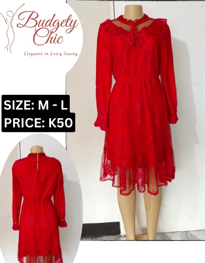 Chic women's dress color red size: m -l 