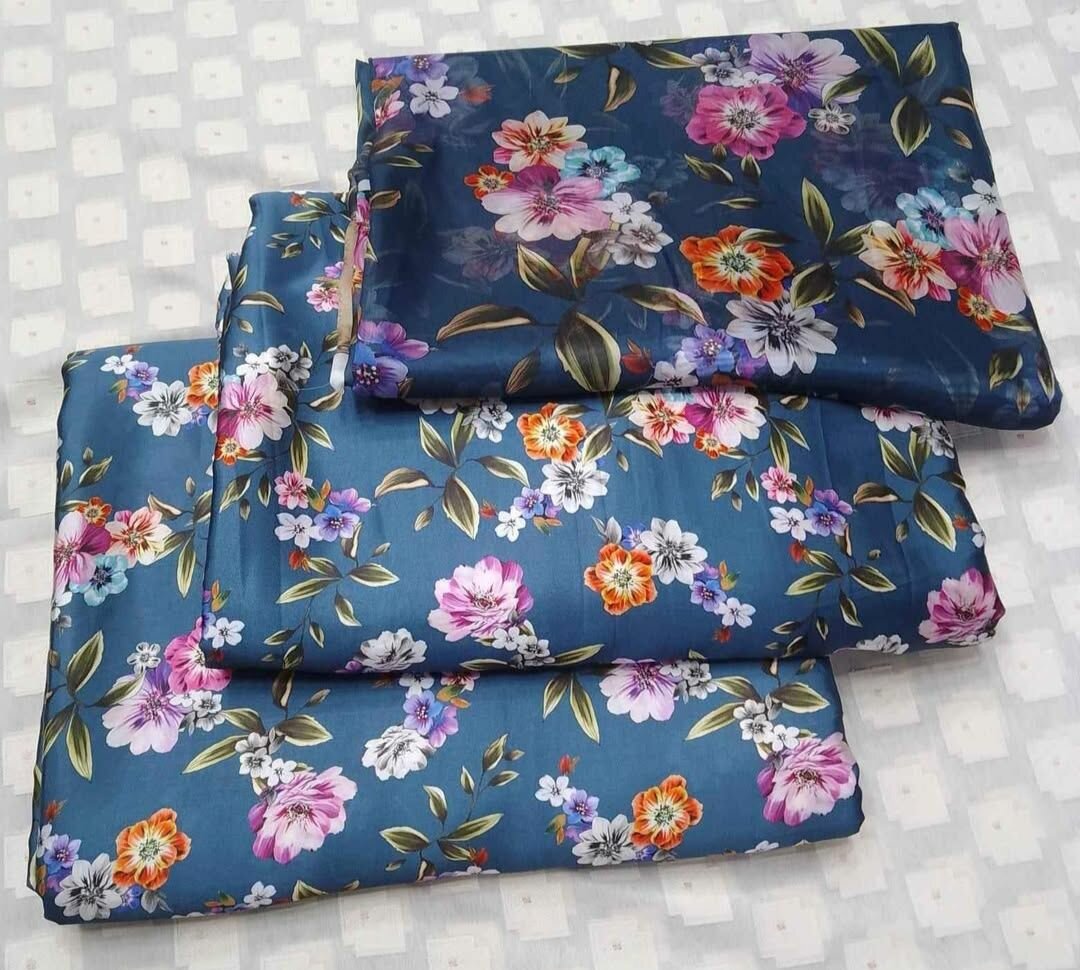 3ps silk suit silky shifoon dupatta