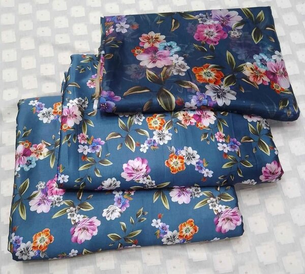 3ps silk suit silky shifoon dupatta