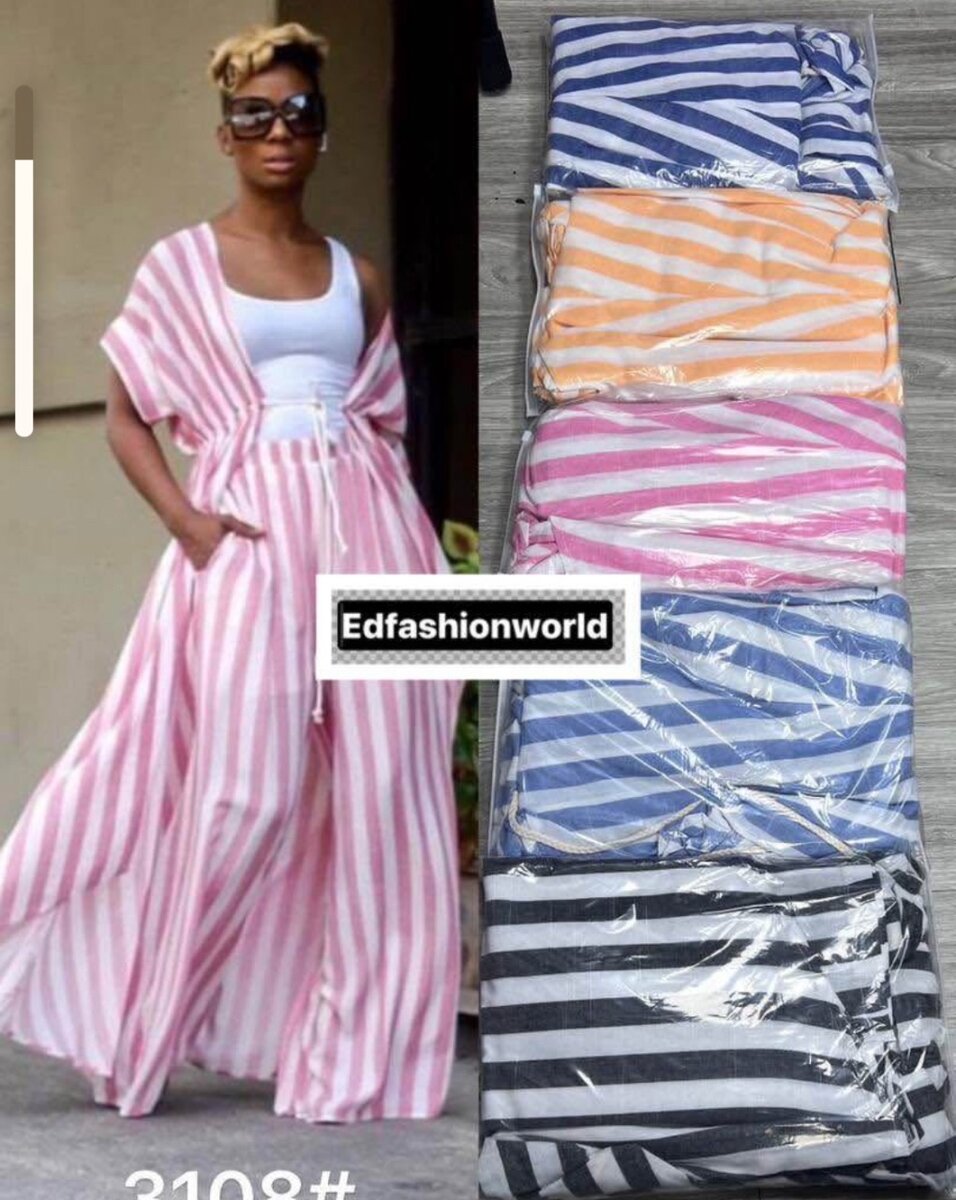 Robe Kimono Rayée Élégante