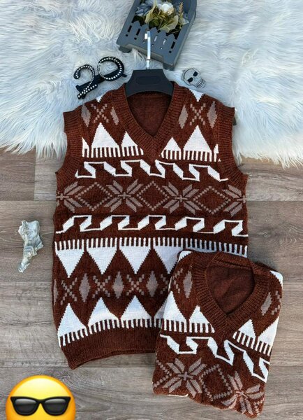 Pulls sans manches en tricot jacquard