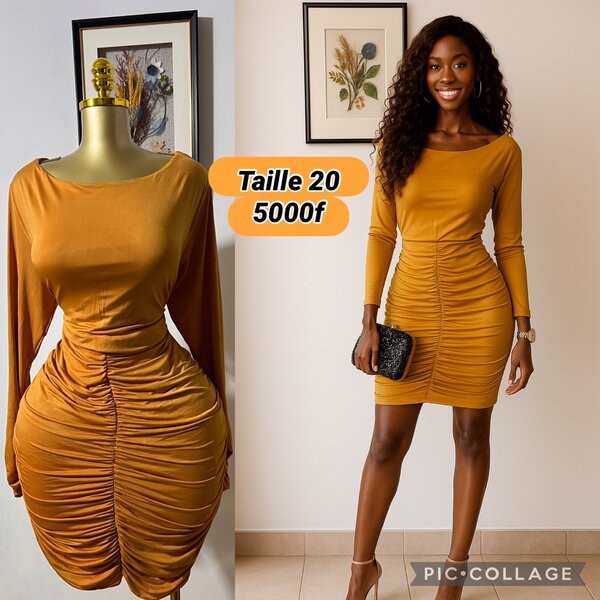 Robe moulante jaune chic