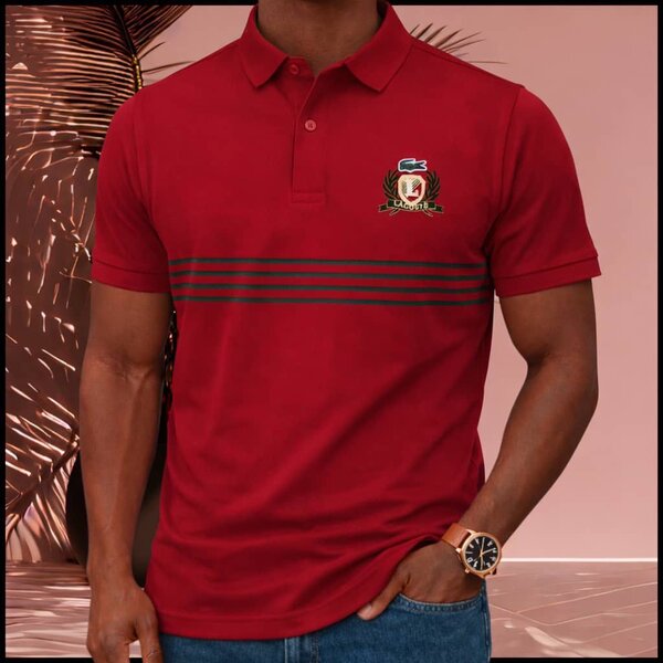 Polo homme rouge avec emblème