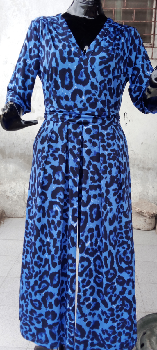 Combi longue léopard bleue