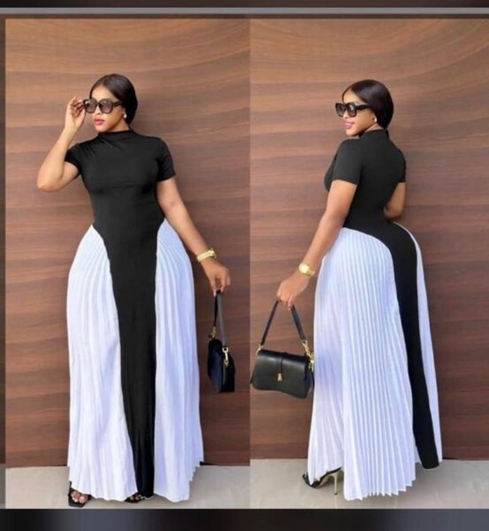 Robe longue élégante bicolore